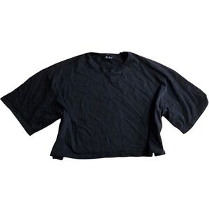 OUBER Black Cotton Cropped T Shirt Women's Size XL